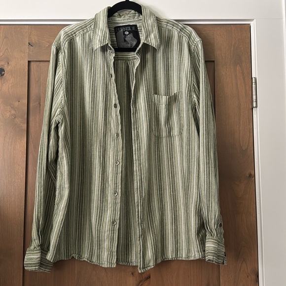 Burnside Womens XL Long Sleeve Flannel Shirt Green/White outdoors hiking camping - Picture 2 of 8